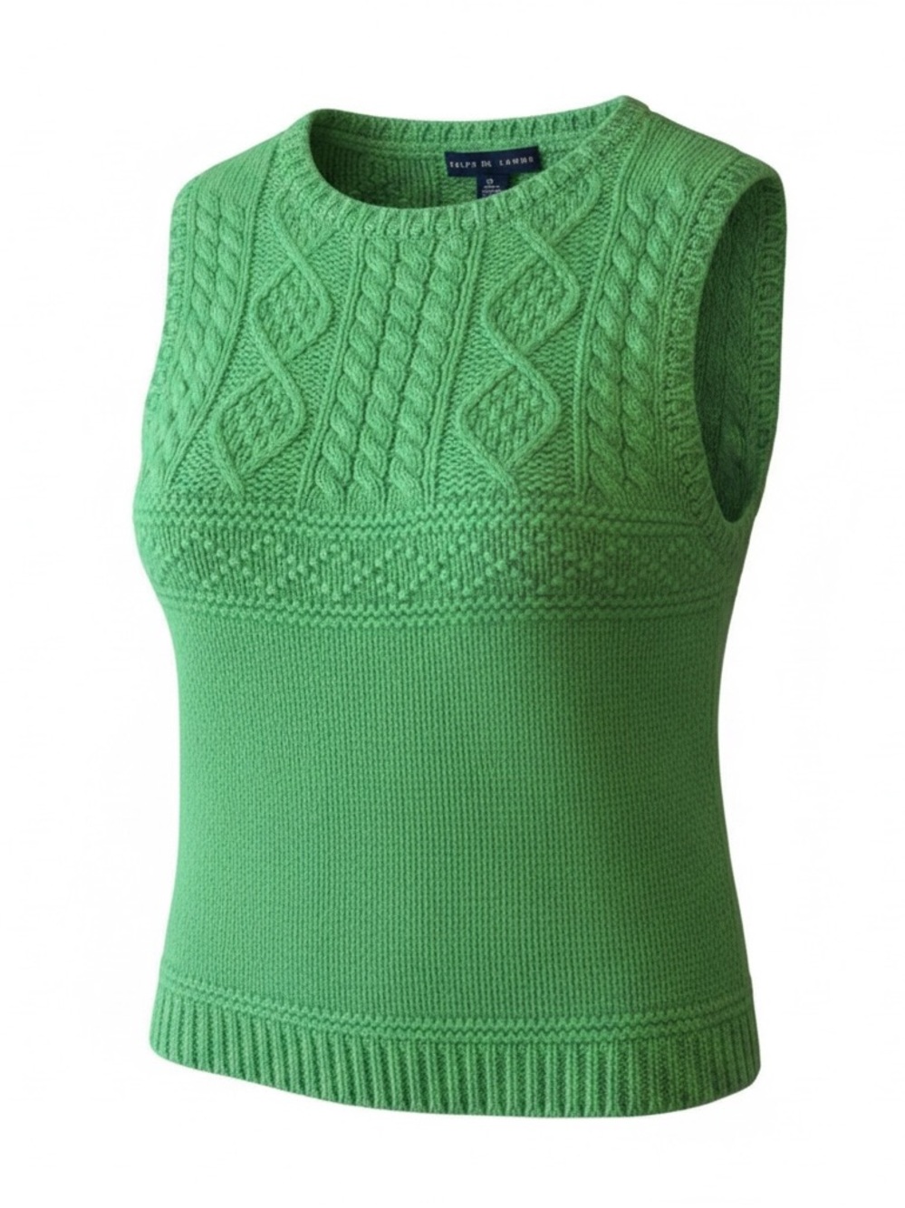 Ralph Lauren Kelly Green Cable Knit Wool Cashmere Sweater Vest XL Fits like M